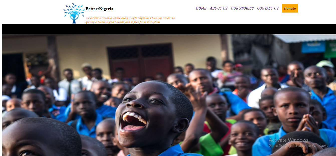 an image of an NGO website